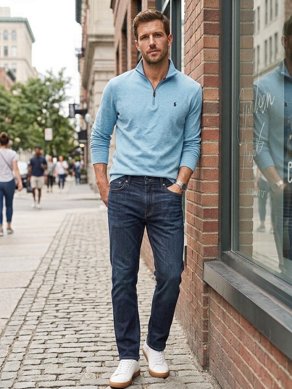 Polo by Ralph Lauren Men’s Light Blue Quarter-Zip Sweatshirt